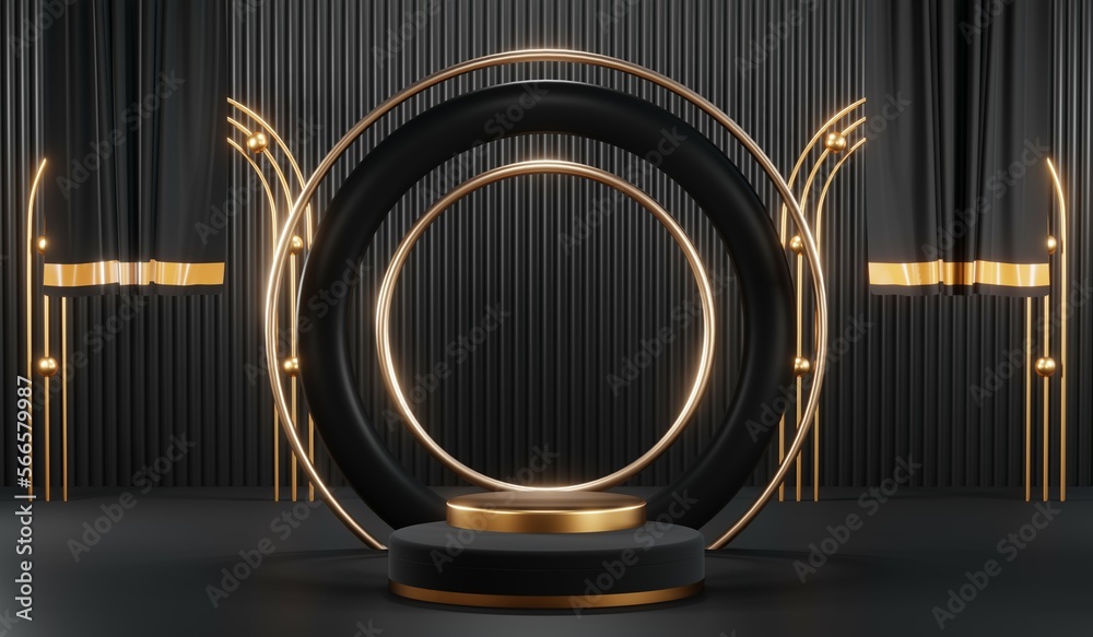3D rendering of black podium background for black friday product on podium 3D rendering of black podium background for black friday product on podium