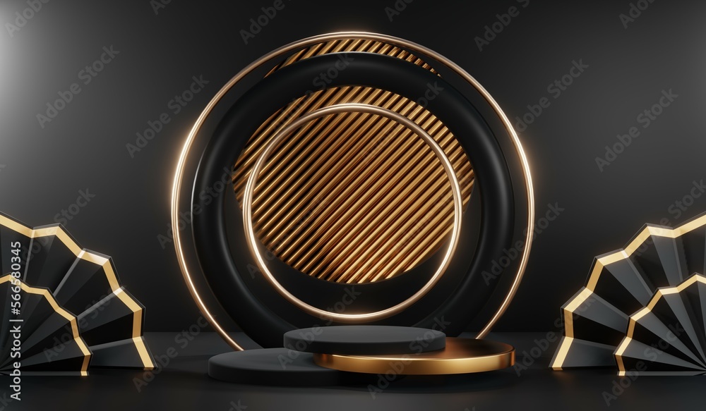3D rendering of black podium background for black friday product on podium 3D rendering of black podium background for black friday product on podium