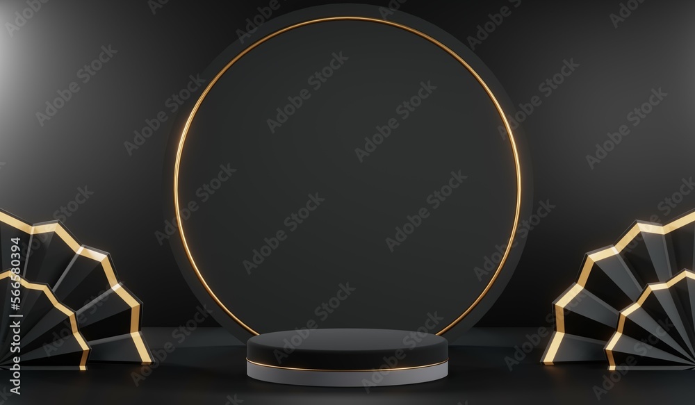 3D rendering of black podium background for black friday product on podium 3D rendering of black podium background for black friday product on podium