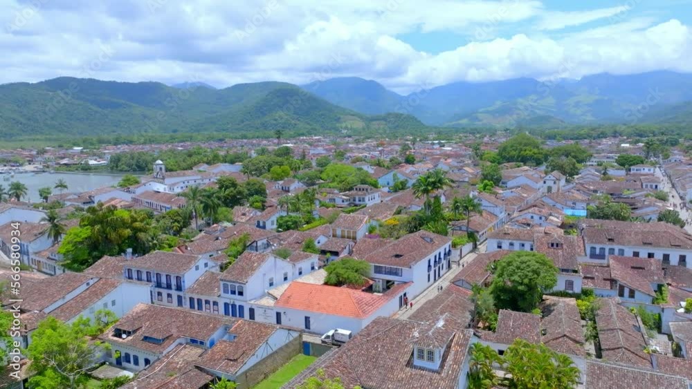 Paraty, rio de Janeiro, RJ, Brazil, panoramic view, drone footage, and Mountain Brazilian culture, beautiful scene Paraty, rio de Janeiro, RJ, Brazil, panoramic view, drone footage, and Mountain Brazilian culture, beautiful scene