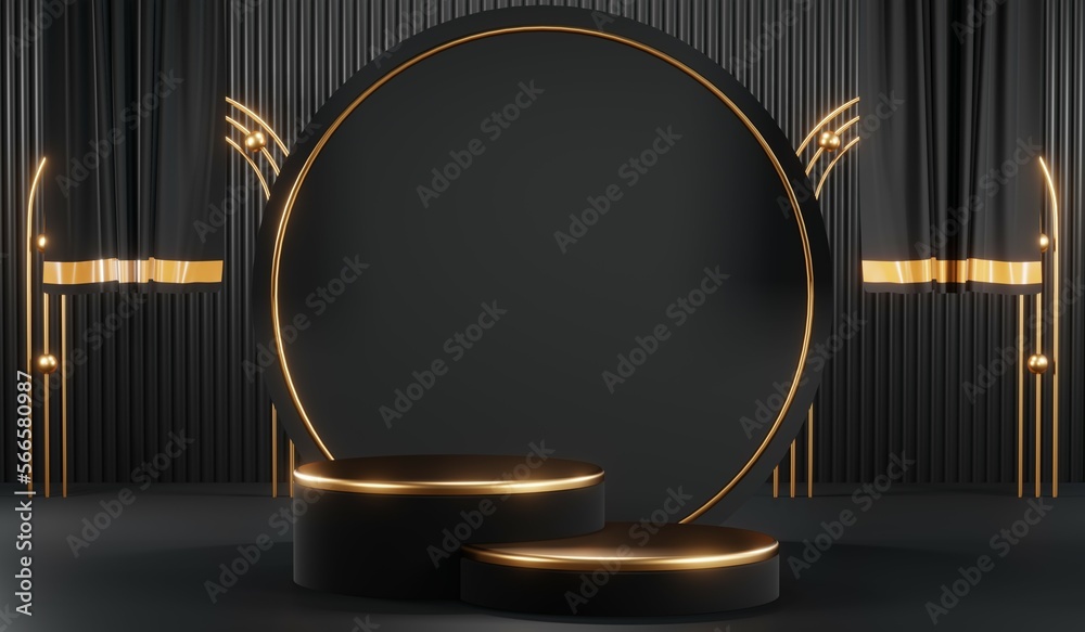 3D rendering of black podium background for black friday product on podium 3D rendering of black podium background for black friday product on podium