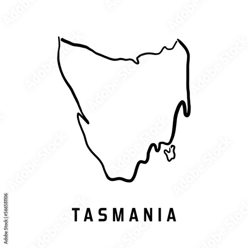 Tasmania island simple outline vector map photo