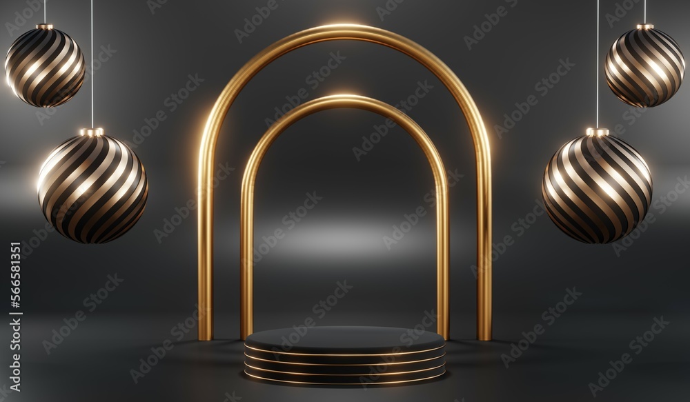 3D rendering of black podium background for black friday product on podium 3D rendering of black podium background for black friday product on podium