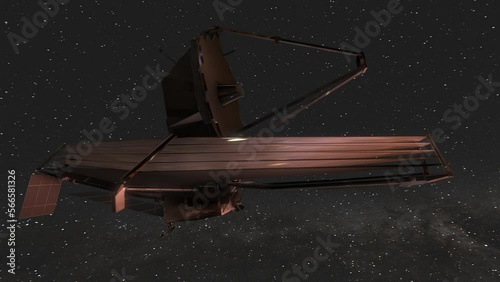 James Webb Space Telescope JWST Moving Past Camera to Reveal Milky Way Galaxy - 3D CGI Animation 4K photo