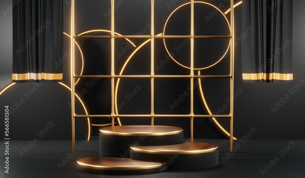 3D rendering of black podium background for black friday product on podium 3D rendering of black podium background for black friday product on podium