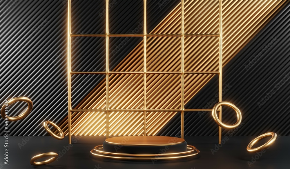3D rendering of black podium background for black friday product on podium 3D rendering of black podium background for black friday product on podium