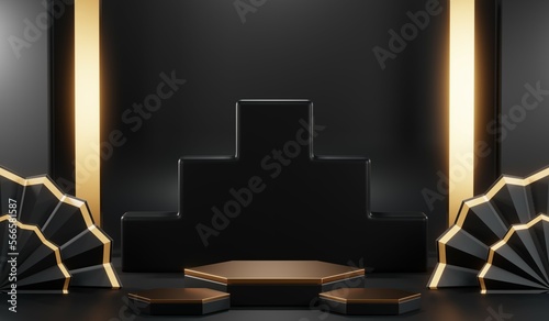 Wallpaper Mural 3D rendering of black podium background for black friday product on podium Torontodigital.ca