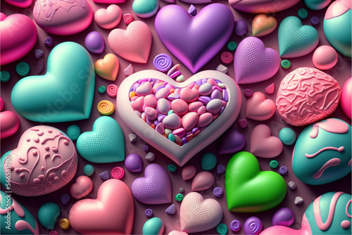 Candy heart, valentine's day chocolates, heart-shaped chocolate, romantic gift, valentine background, bonbon gourmet box chocolate © Inmaculada