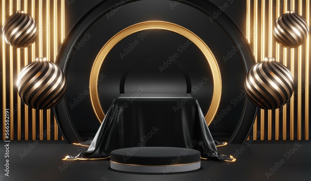 3D rendering of black podium background for black friday product on podium 3D rendering of black podium background for black friday product on podium