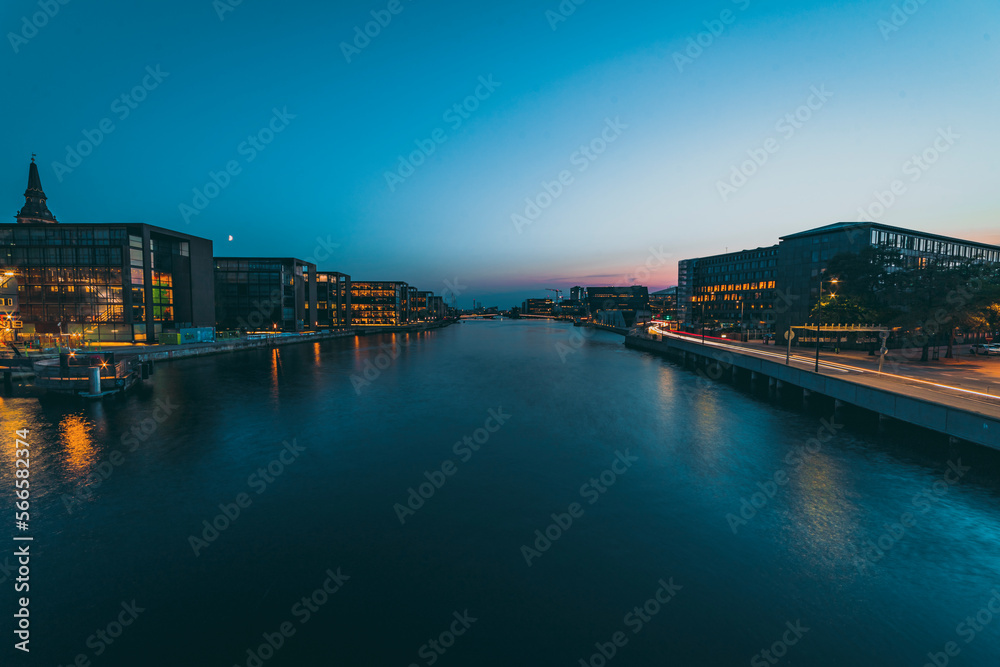 water canal in Copenhagen at dusk