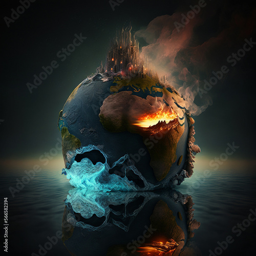 Concept of global warning, climate change and dying Earth. photo