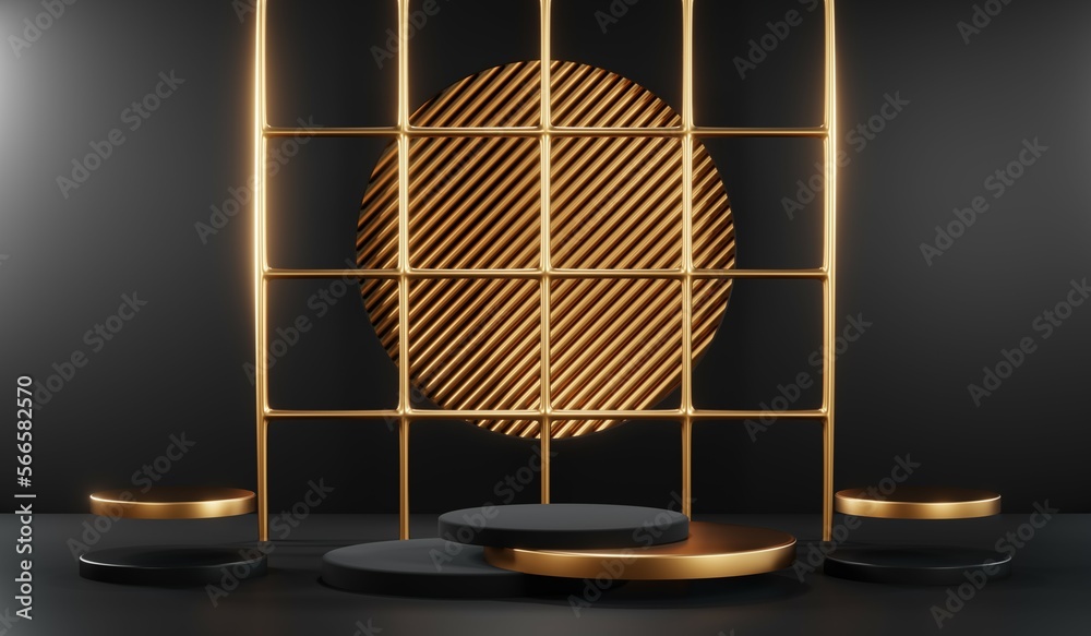3D rendering of black podium background for black friday product on podium 3D rendering of black podium background for black friday product on podium