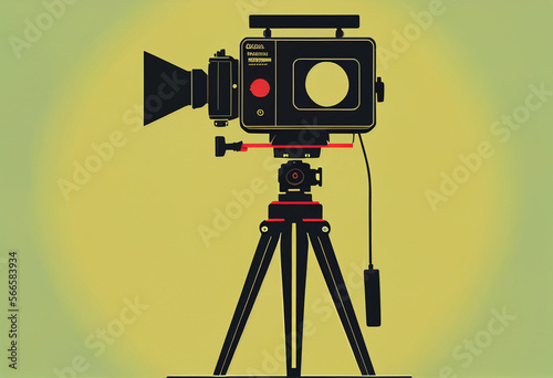 Retro Vintage Movie Camera. Isolated object.