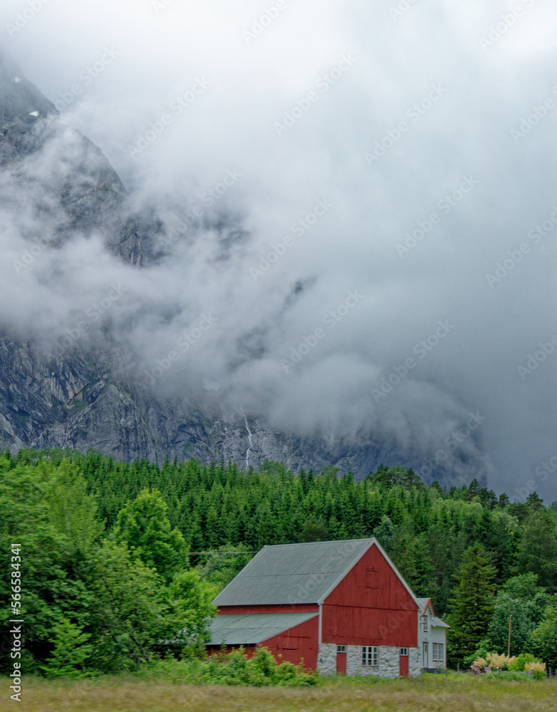 Landscape of Traditional Norwegian house - Norway Landscape of Traditional Norwegian house - Norway