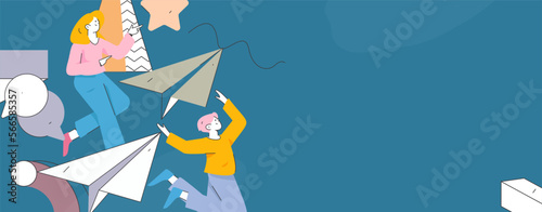 Virtual characters social communication concept business flat vector hand drawn illustration

