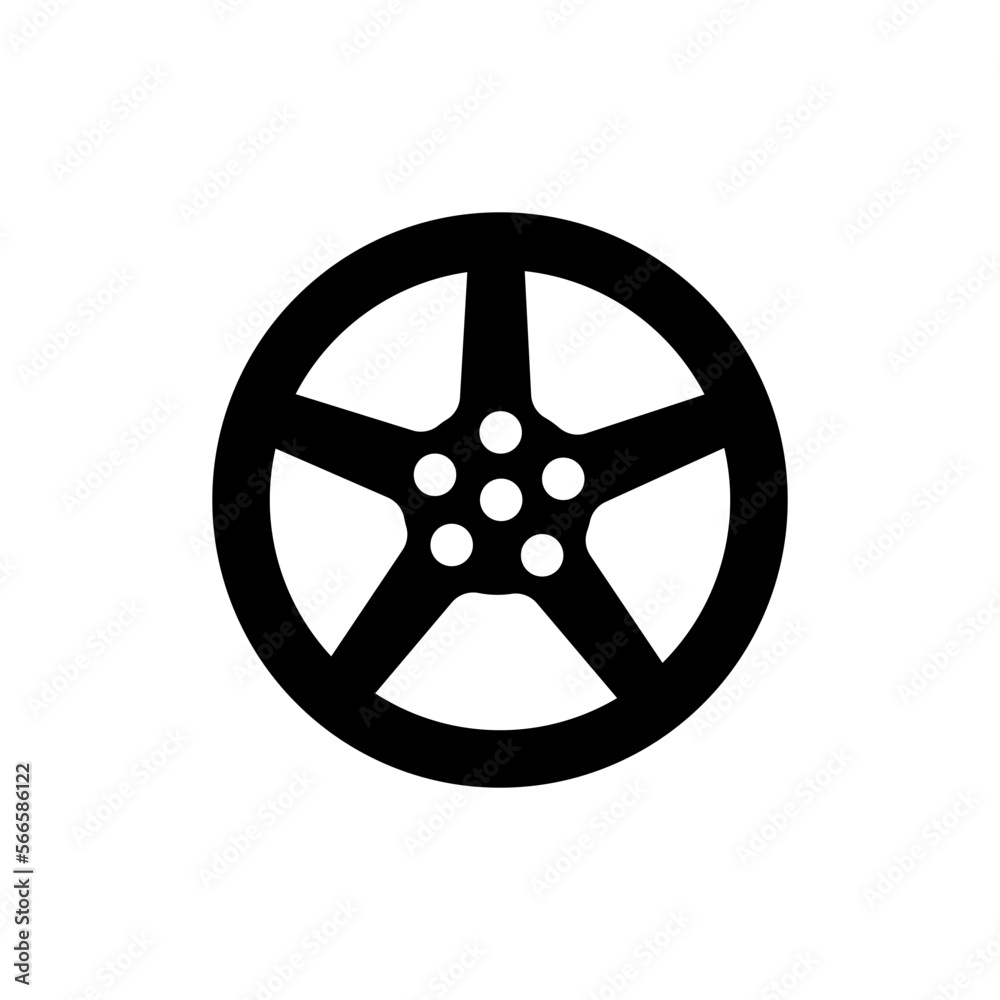 Alloy Wheel For Car Vector Icon. Vector alloy wheel icon. Car wheel icon