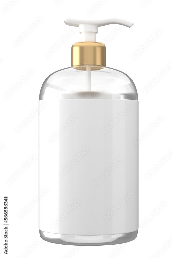 skincare lotion press big bottle transparent mockup packaging in white gold skincare lotion press big bottle transparent mockup packaging in white gold