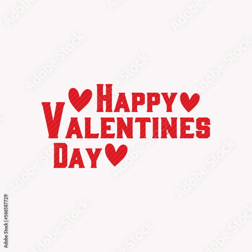 Valentines day red color lettering design.