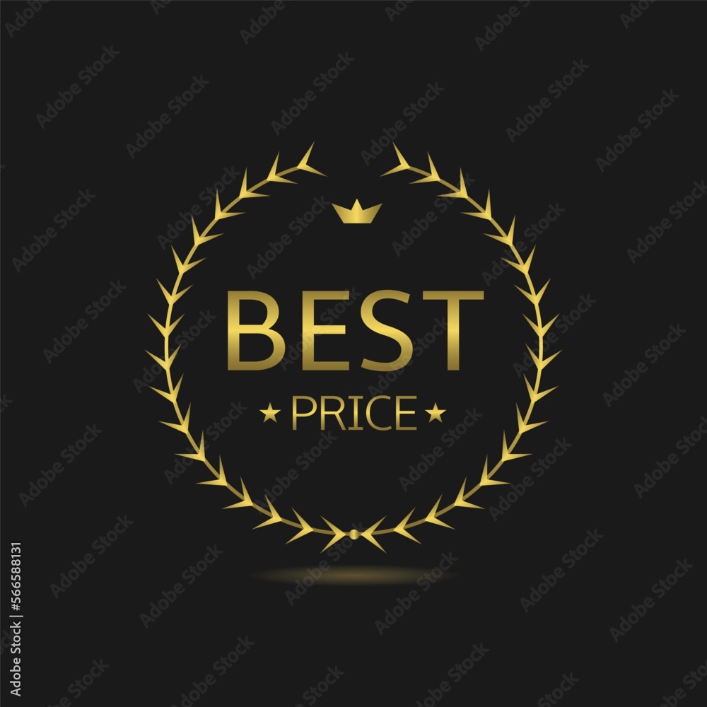 Naklejka premium Best price Golden laurel wreath vector label