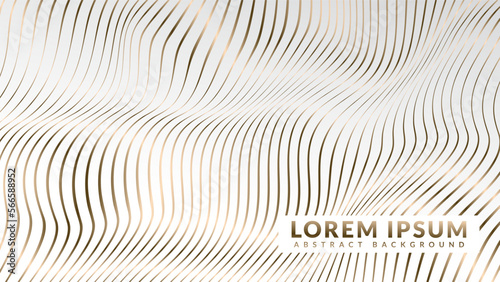 Gold stripes on white background with waving flag effect. Abstract background design.