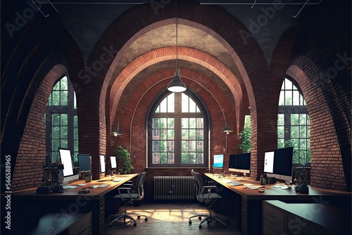 interior of brick office   ai generated