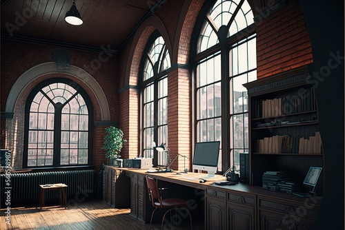 interior of brick office   ai generated