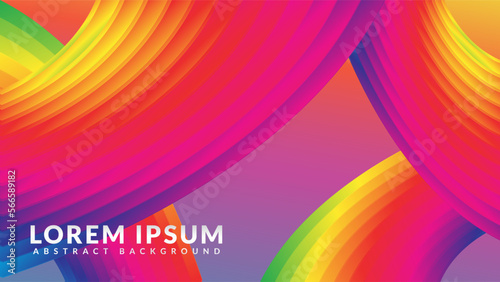 Futuristic curved tunnel in dark multicolor gradient. Abstract background design