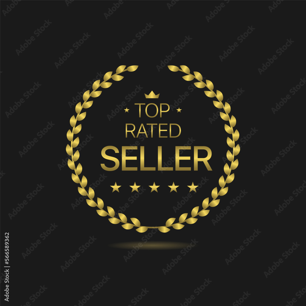 Top seller golden laurel wreath vector label Top seller golden laurel wreath vector label
