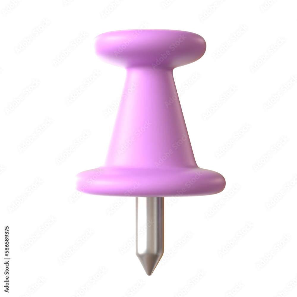 push pin purple color standing 3d render push pin purple color standing 3d render