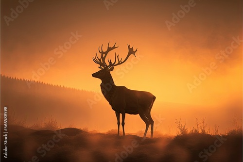 silhouette of a deer , ai generated