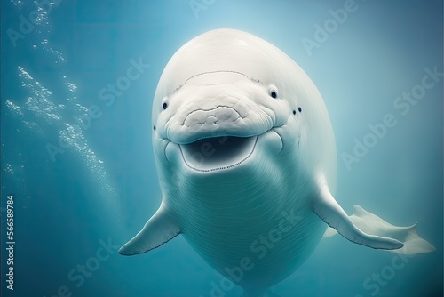 Canvas-taulu White Beluga Whale smiling , ai generated