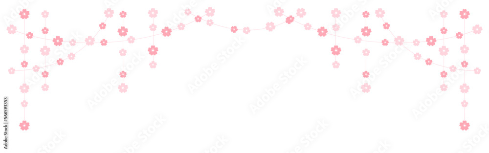 Cherry Blossom Hanging Garland Vector Illustration. Floral Frame Bunting Design Element.