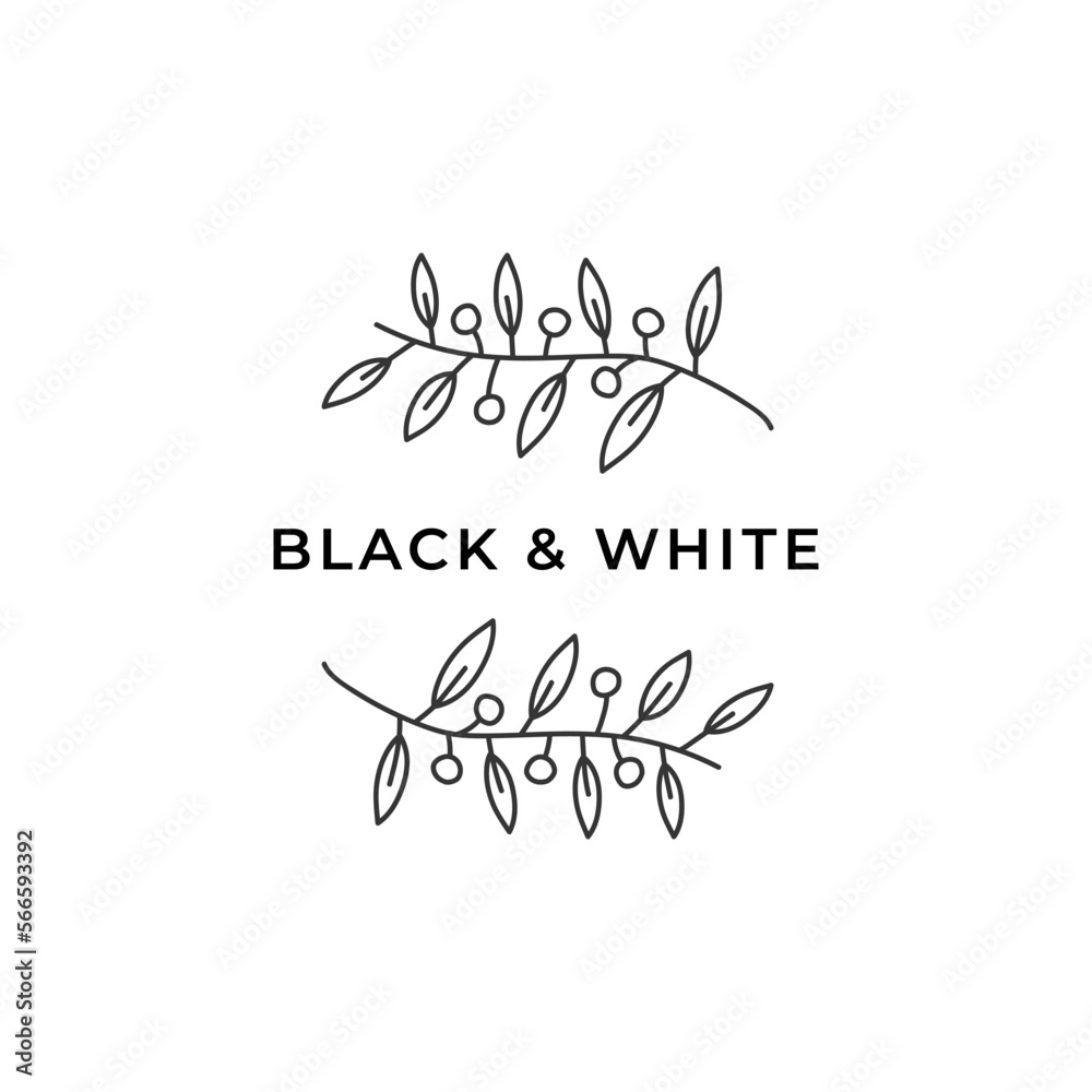 Vector hand drawn logo template in elegant and minimal style Branch with a text sample. For business branding and identity. Vector hand drawn logo template in elegant and minimal style Branch with a text sample. For business branding and identity.