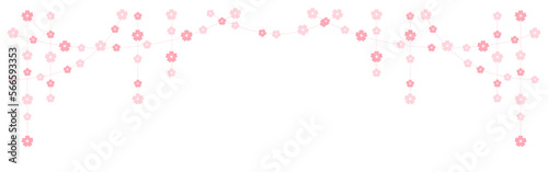 Cherry Blossom Hanging Garland Vector Illustration. Floral Frame Bunting Design Element.