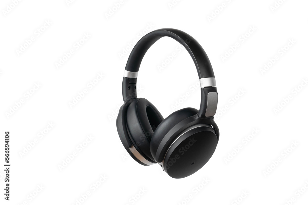 Black wireless bluetooth headphones isolated on white background. Music and technology concept. Black wireless bluetooth headphones isolated on white background. Music and technology concept.