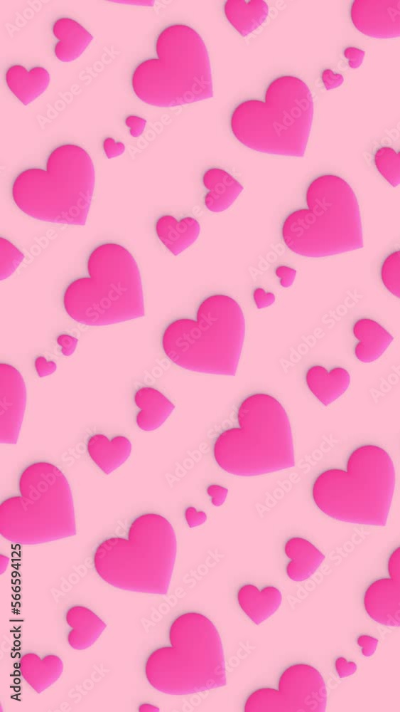 Pink heart pattern loop animation, vertical video. Love, Valentine's day, background. Pink heart pattern loop animation, vertical video. Love, Valentine's day, background.