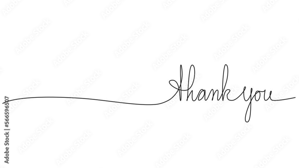 animated continuous single line hand-drawn words Thank You, line art animation