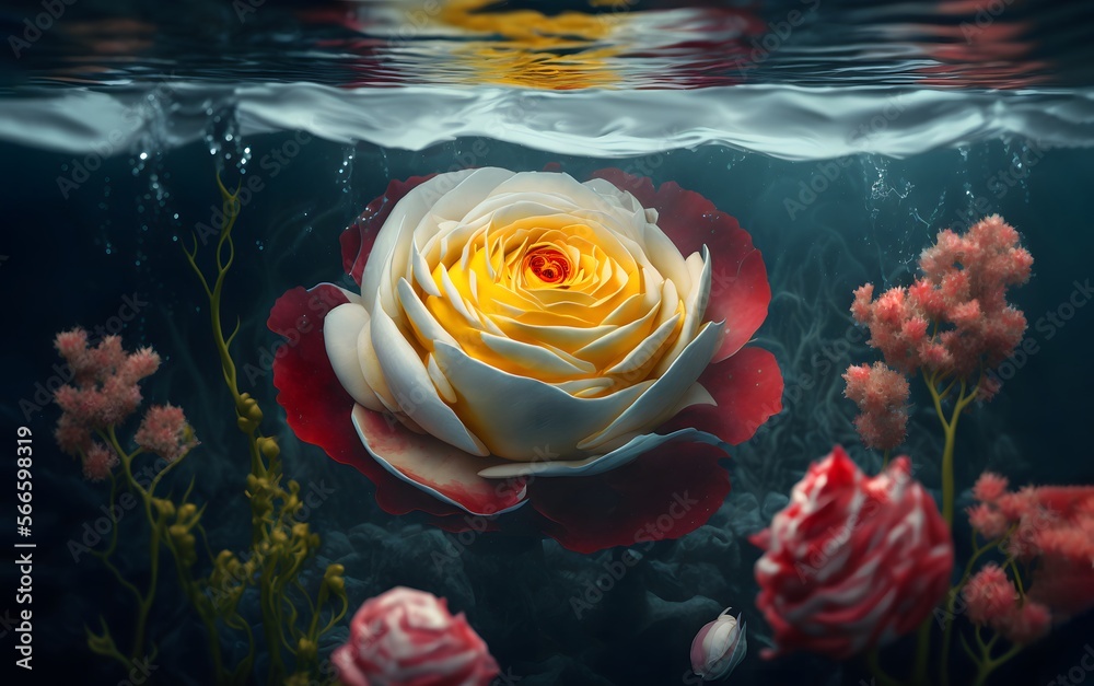Rose in underwater bubbles surrounding the flowers. Flower wallpaper ...