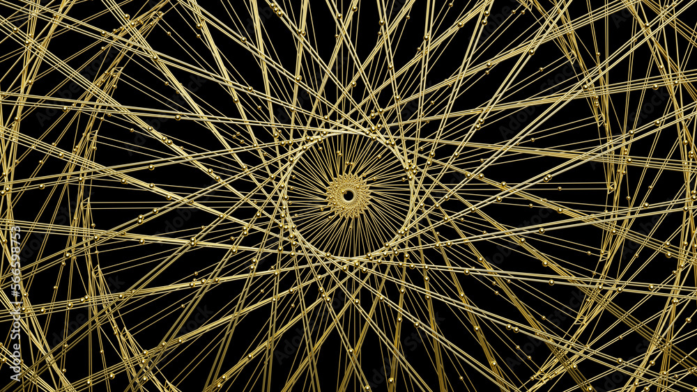 Abstract golden retro ethnic circle. 3d rendering