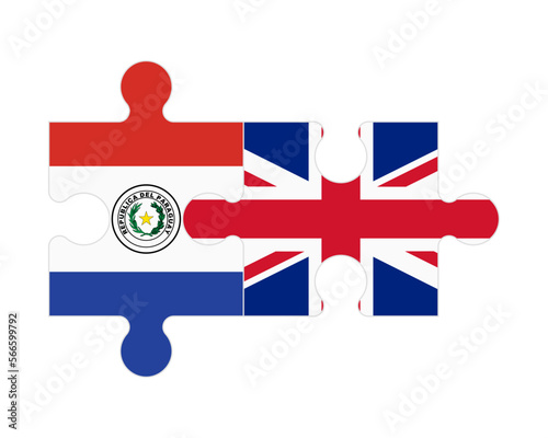 Puzzle of flags of Paraguay and United Kingdom, vector