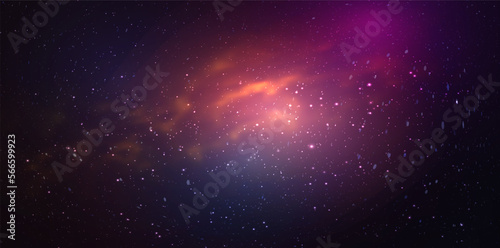 Space background with realistic nebula and shining stars. Magic colorful galaxy with stardust