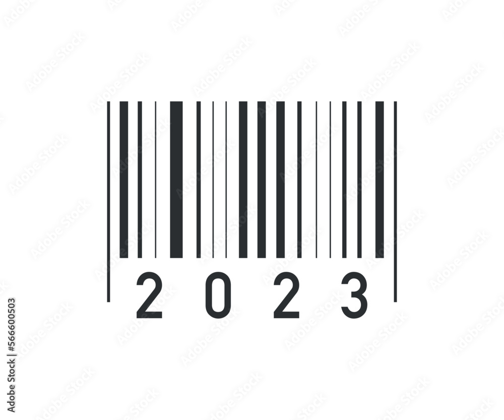 Barcode style number 2023 icon. Scan sign vector desing.