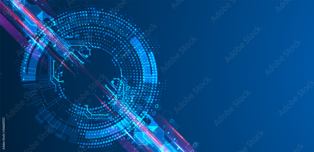 Obraz premium Abstract technology concept. Circuit board, high computer background. Vector illustration with space for content, web - template, business tech presentation.
