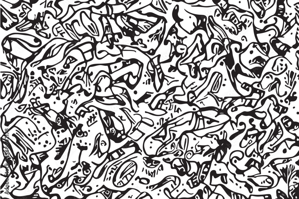 Abstract Black and White Seamless Pattern Abstract Black and White Seamless Pattern