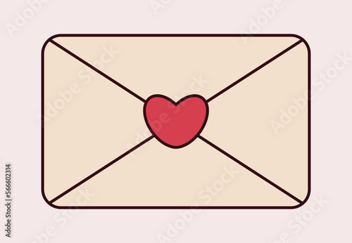 Valentine's Day vector background with a love letter and heart for banners, cards, flyers, social media wallpapers, etc.