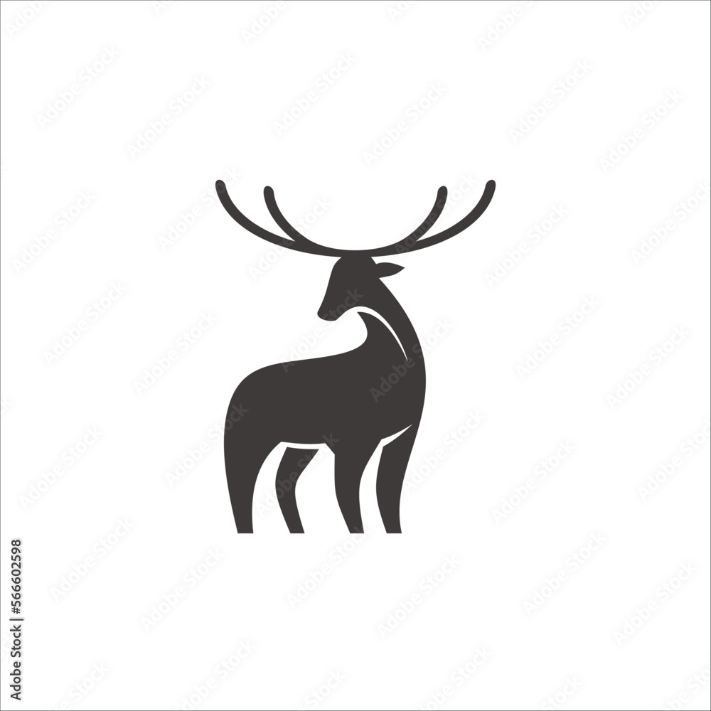 Fototapeta premium Deer negative space logo vector