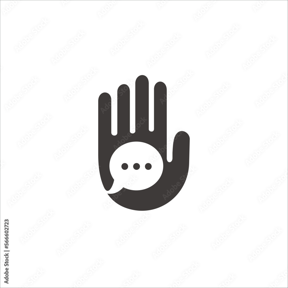 Fototapeta premium Hand chat negative space logo