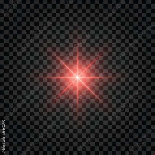 Red Sunburst Glowing Lights Effect Isolated Background. Vector Illustration