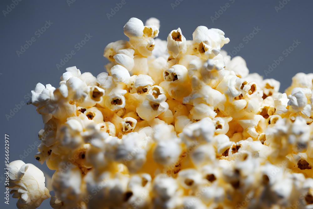 Realistic illustration of popcorn, using Generative AI Realistic illustration of popcorn, using Generative AI