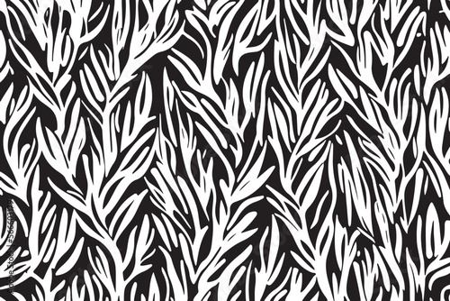 Abstract Black and White Plants Pattern